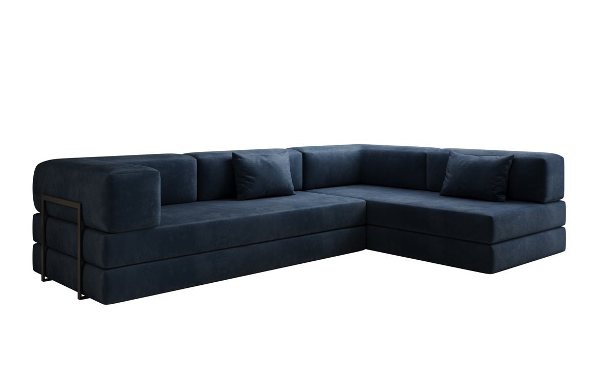 Luxuriöses L-förmiges Samt Designer Sofa mit Schlaffunktion und Stauraum