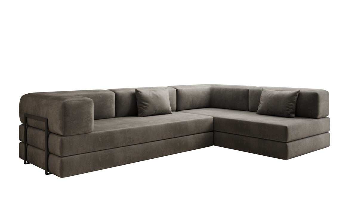 Luxuriöses L-förmiges Samt Designer Sofa mit Schlaffunktion und Stauraum