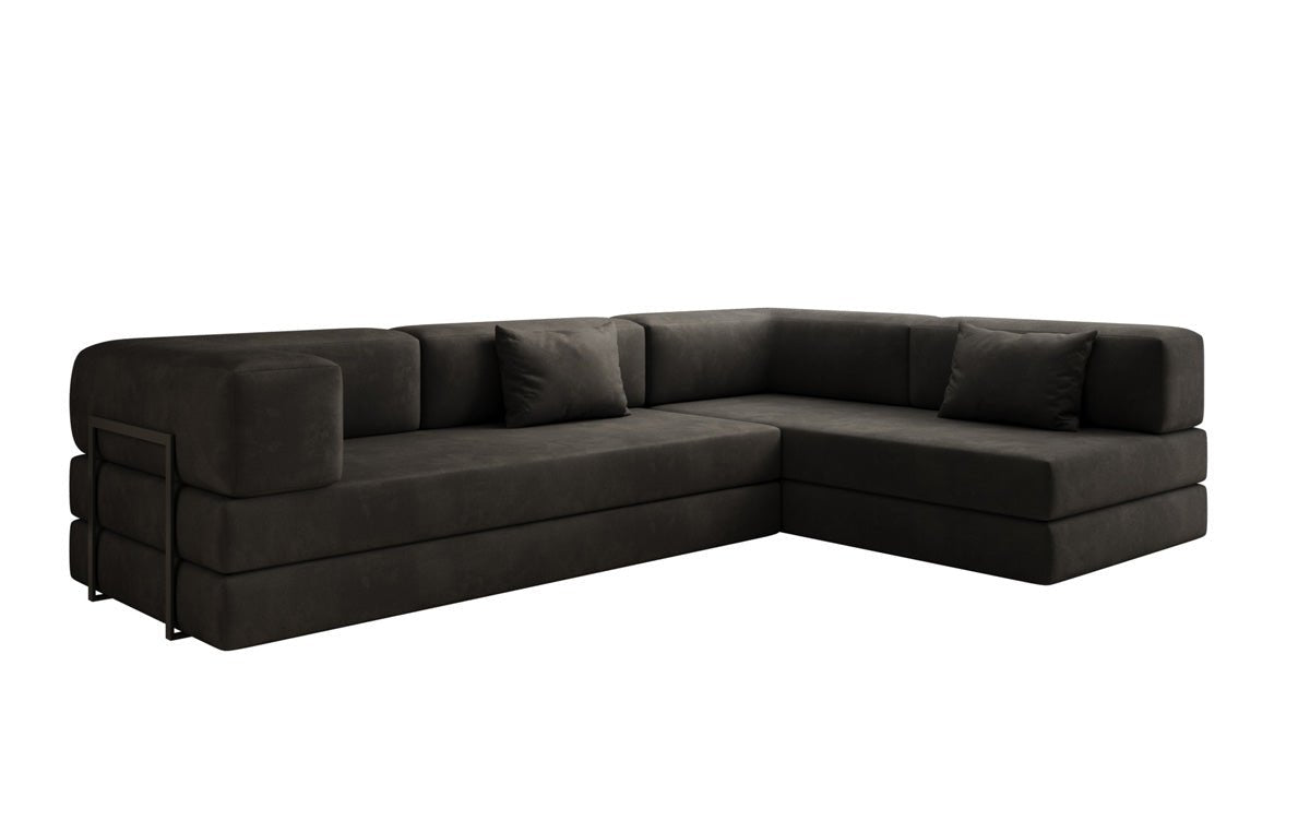 Luxuriöses L-förmiges Samt Designer Sofa mit Schlaffunktion und Stauraum