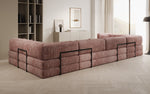 Lade das Bild in den Galerie-Viewer, Luxuriöses U-Sofa Lazy U aus Cord mit Schlaffunktion und Stauraum
