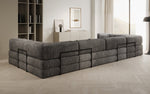 Lade das Bild in den Galerie-Viewer, Luxuriöses U-Sofa Lazy U aus Cord mit Schlaffunktion und Stauraum
