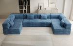 Lade das Bild in den Galerie-Viewer, Luxuriöses U-Sofa Lazy U aus Cord mit Schlaffunktion und Stauraum
