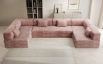 Lade das Bild in den Galerie-Viewer, Luxuriöses U-Sofa Lazy U aus Cord mit Schlaffunktion und Stauraum
