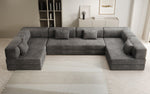 Lade das Bild in den Galerie-Viewer, Luxuriöses U-Sofa Lazy U aus Cord mit Schlaffunktion und Stauraum

