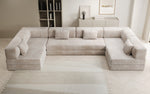 Lade das Bild in den Galerie-Viewer, Luxuriöses U-Sofa Lazy U aus Cord mit Schlaffunktion und Stauraum
