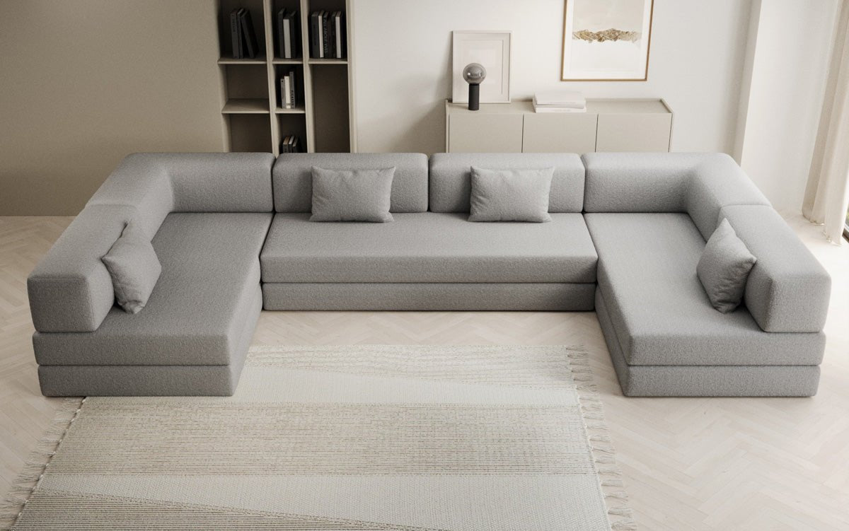 Luxuriöses Designer U-Sofa Lazy Bouclé: Modern, Gemütlich, Vielseitig, mit Schlaffunktion