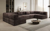 Luxuriöses U-Sofa Lazy U aus Cord mit Schlaffunktion und Stauraum