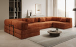 Lade das Bild in den Galerie-Viewer, Luxuriöses U-Sofa Lazy U aus Cord mit Schlaffunktion und Stauraum
