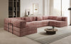 Luxuriöses U-Sofa Lazy U aus Cord mit Schlaffunktion und Stauraum