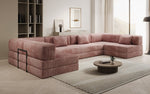 Lade das Bild in den Galerie-Viewer, Luxuriöses U-Sofa Lazy U aus Cord mit Schlaffunktion und Stauraum
