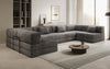 Luxuriöses U-Sofa Lazy U aus Cord mit Schlaffunktion und Stauraum