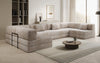 Luxuriöses U-Sofa Lazy U aus Cord mit Schlaffunktion und Stauraum