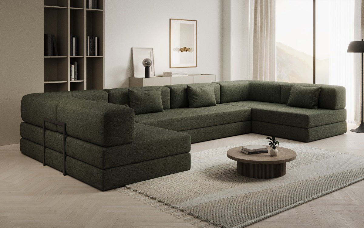 Luxuriöses Designer U-Sofa Lazy Bouclé: Modern, Gemütlich, Vielseitig, mit Schlaffunktion