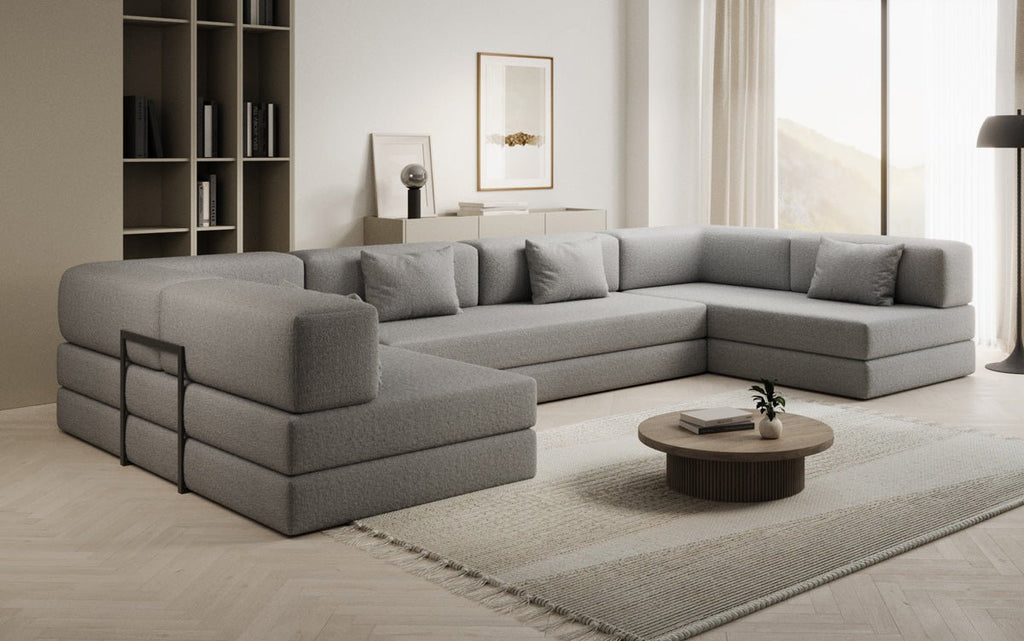 Luxuriöses Designer U-Sofa Lazy Bouclé: Modern, Gemütlich, Vielseitig, mit Schlaffunktion