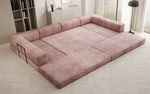Lade das Bild in den Galerie-Viewer, Luxuriöses U-Sofa Lazy U aus Cord mit Schlaffunktion und Stauraum

