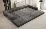 Lade das Bild in den Galerie-Viewer, Luxuriöses U-Sofa Lazy U aus Cord mit Schlaffunktion und Stauraum
