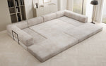 Lade das Bild in den Galerie-Viewer, Luxuriöses U-Sofa Lazy U aus Cord mit Schlaffunktion und Stauraum
