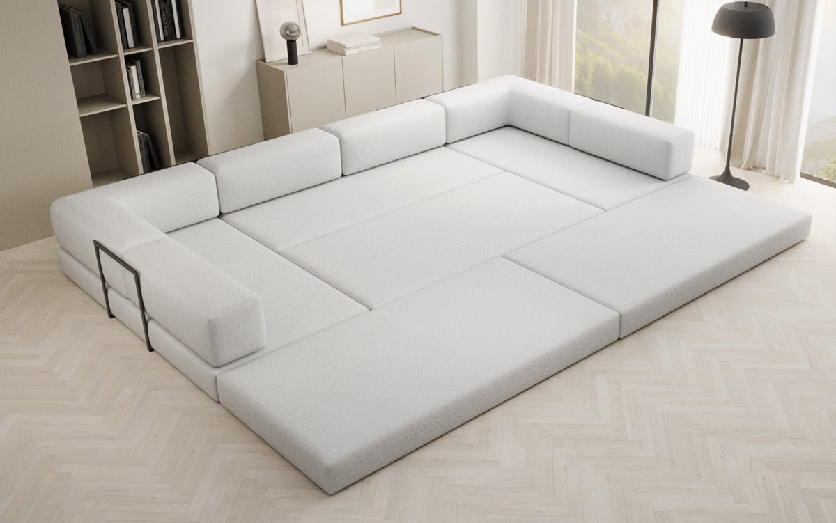 Luxuriöses Designer U-Sofa Lazy Bouclé: Modern, Gemütlich, Vielseitig, mit Schlaffunktion