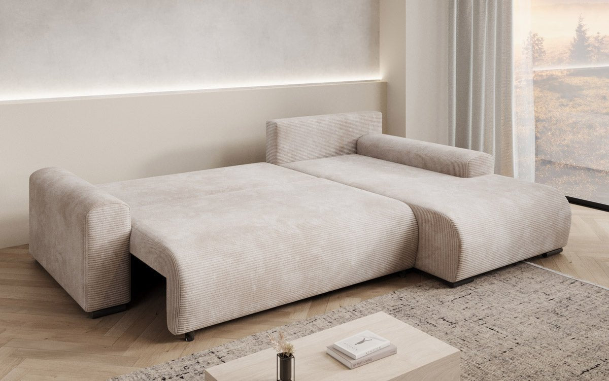 Luxuriöses Designer-Schlafsofa 'Nelly' mit Funktionen und praktischem Stauraum