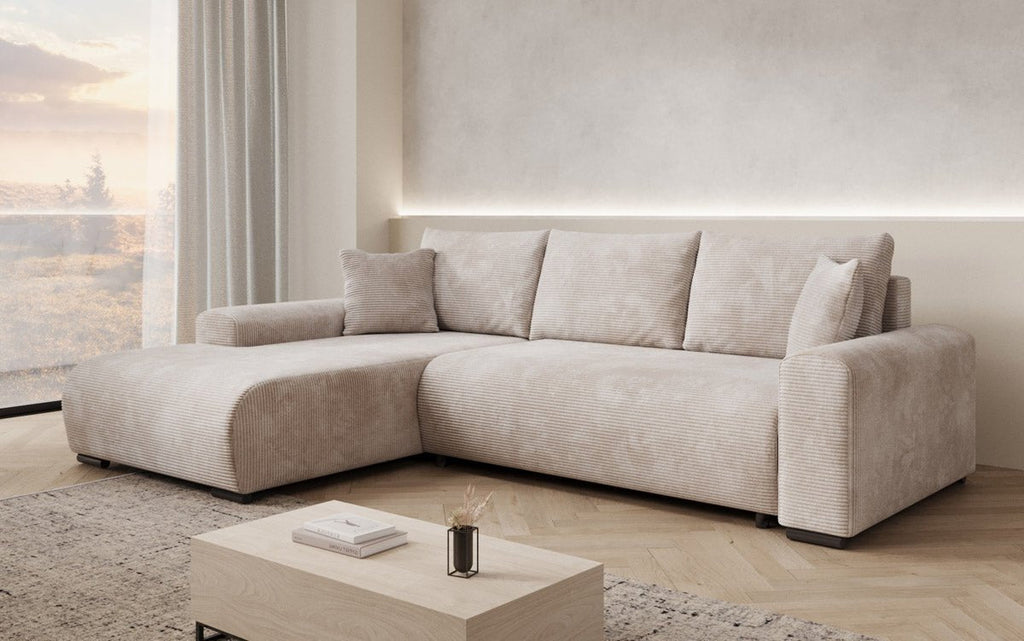 Luxuriöses Designer-Schlafsofa 'Nelly' mit Funktionen und praktischem Stauraum