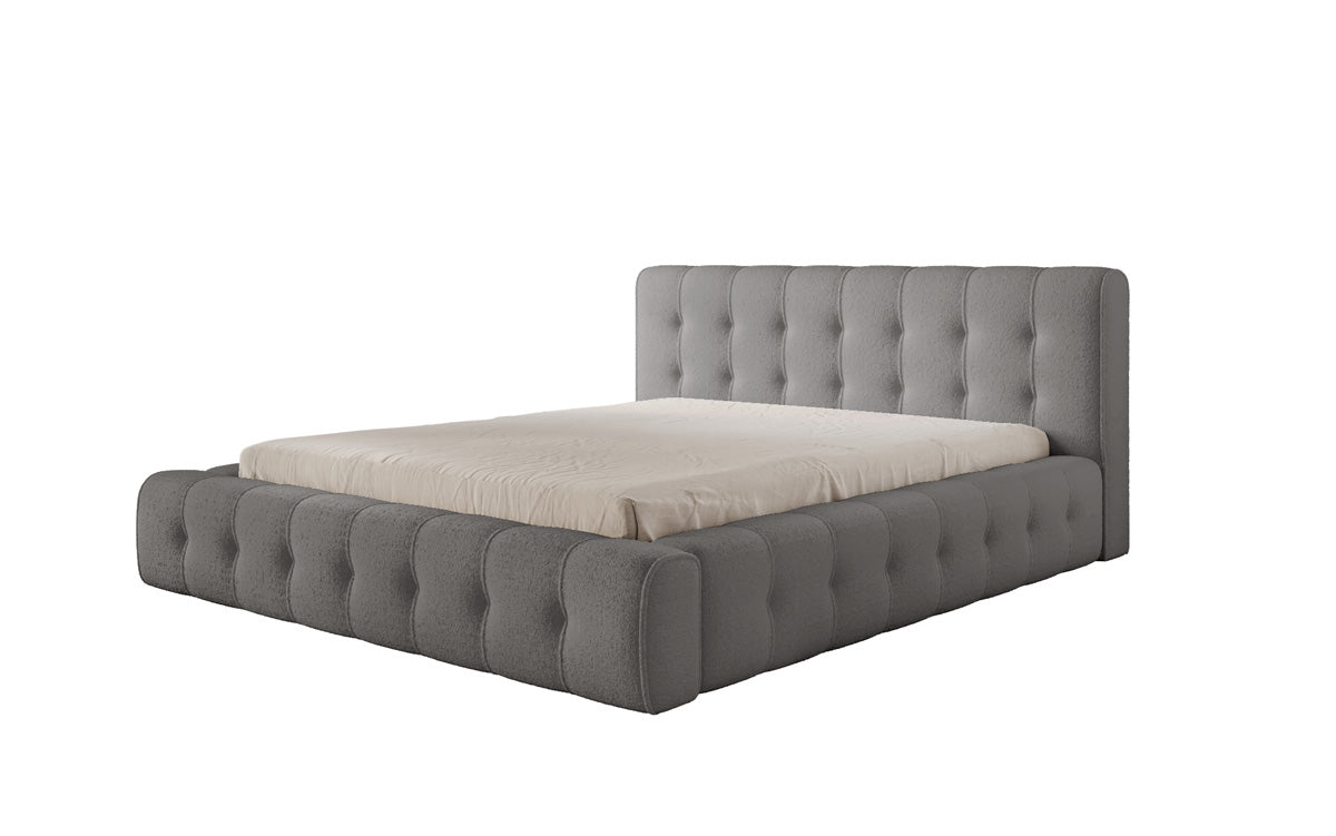 Designer Polsterbett Lena Bouclé mit Bettkasten und Stauraum – Modernes Schlafzimmer Komfort