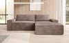 Corino Designer Ecksofa aus Cordstoff mit Schlaffunktion und Klappfunktion