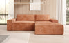Corino Designer Ecksofa aus Cordstoff mit Schlaffunktion und Klappfunktion