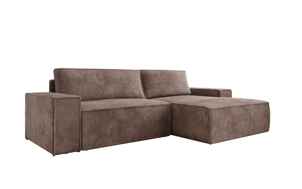 Corino Designer Ecksofa aus Cordstoff mit Schlaffunktion und Klappfunktion