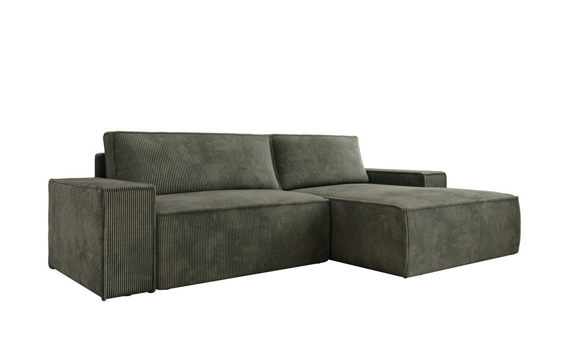 Corino Designer Ecksofa aus Cordstoff mit Schlaffunktion und Klappfunktion