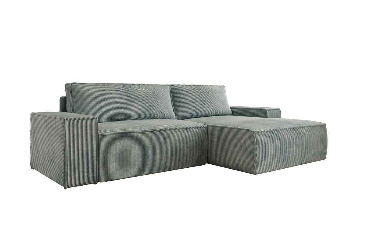 Corino Designer Ecksofa aus Cordstoff mit Schlaffunktion und Klappfunktion