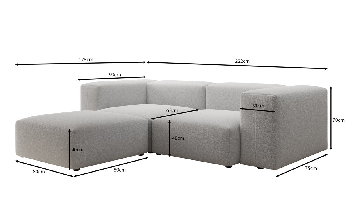 Luxuriöses Designer L-Sofa Snug Mini aus edlem Bouclé-Stoff für Ihr Zuhause