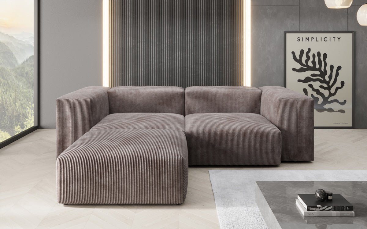 Luxuriöses L-Sofa Snug Mini: Modulares Ecksofa aus Cordstoff für modernes Wohnen