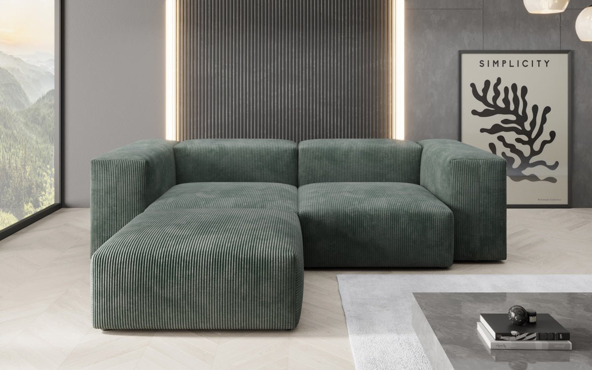 Luxuriöses L-Sofa Snug Mini: Modulares Ecksofa aus Cordstoff für modernes Wohnen
