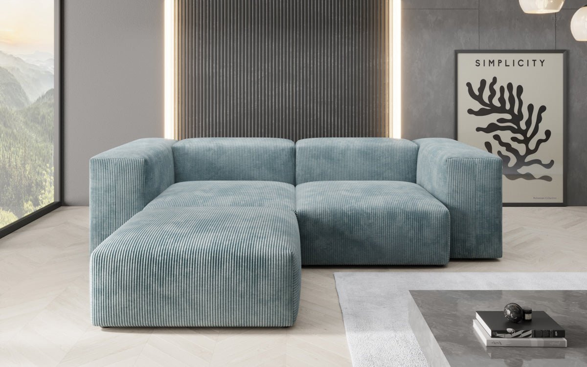 Luxuriöses L-Sofa Snug Mini: Modulares Ecksofa aus Cordstoff für modernes Wohnen