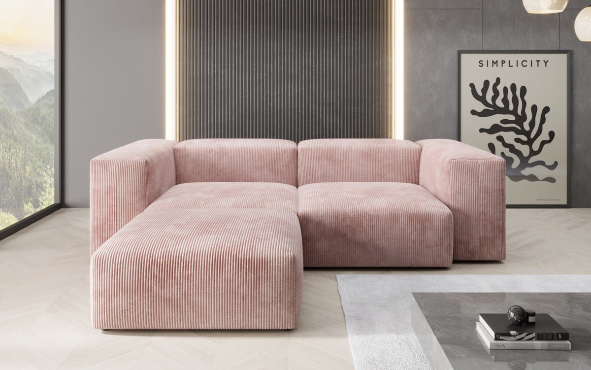 Luxuriöses L-Sofa Snug Mini: Modulares Ecksofa aus Cordstoff für modernes Wohnen