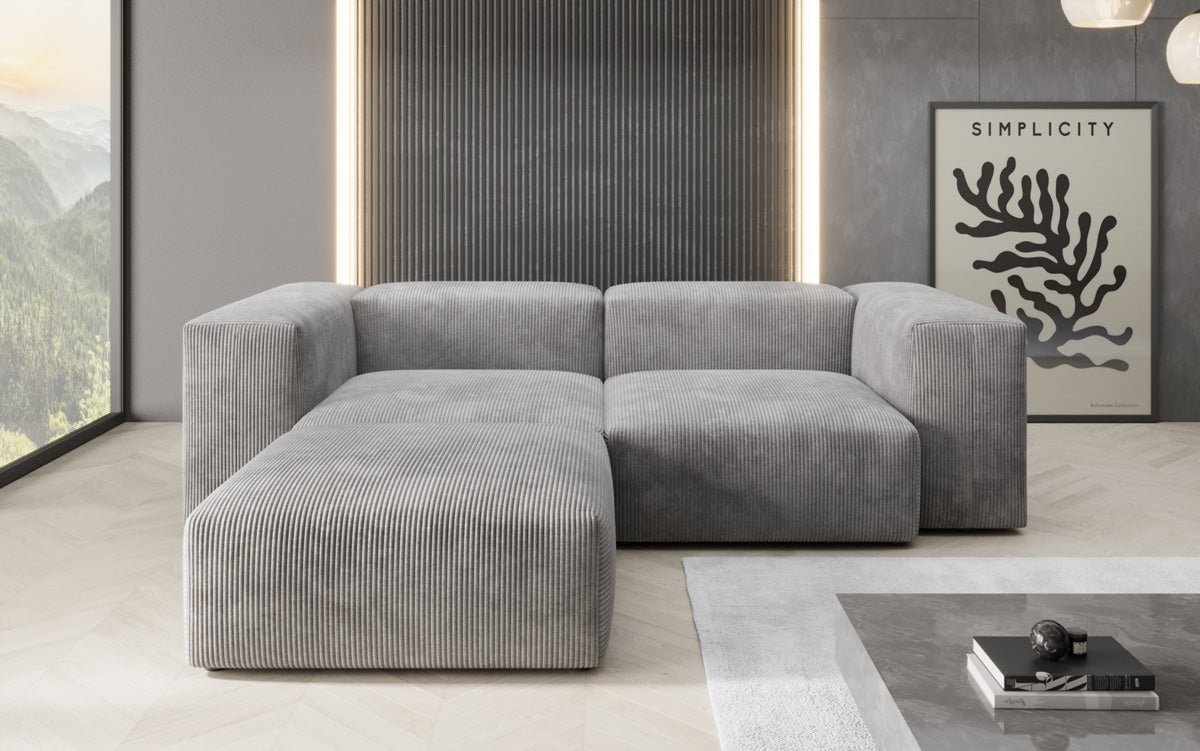 Luxuriöses L-Sofa Snug Mini: Modulares Ecksofa aus Cordstoff für modernes Wohnen