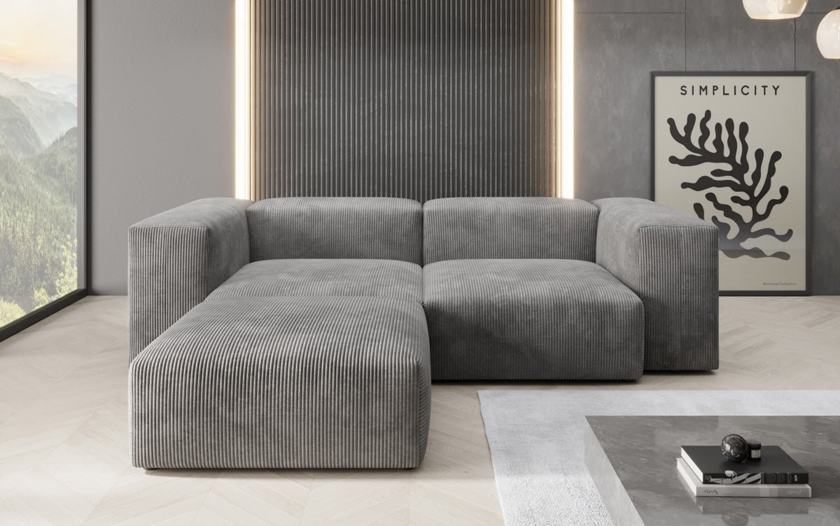 Luxuriöses L-Sofa Snug Mini: Modulares Ecksofa aus Cordstoff für modernes Wohnen