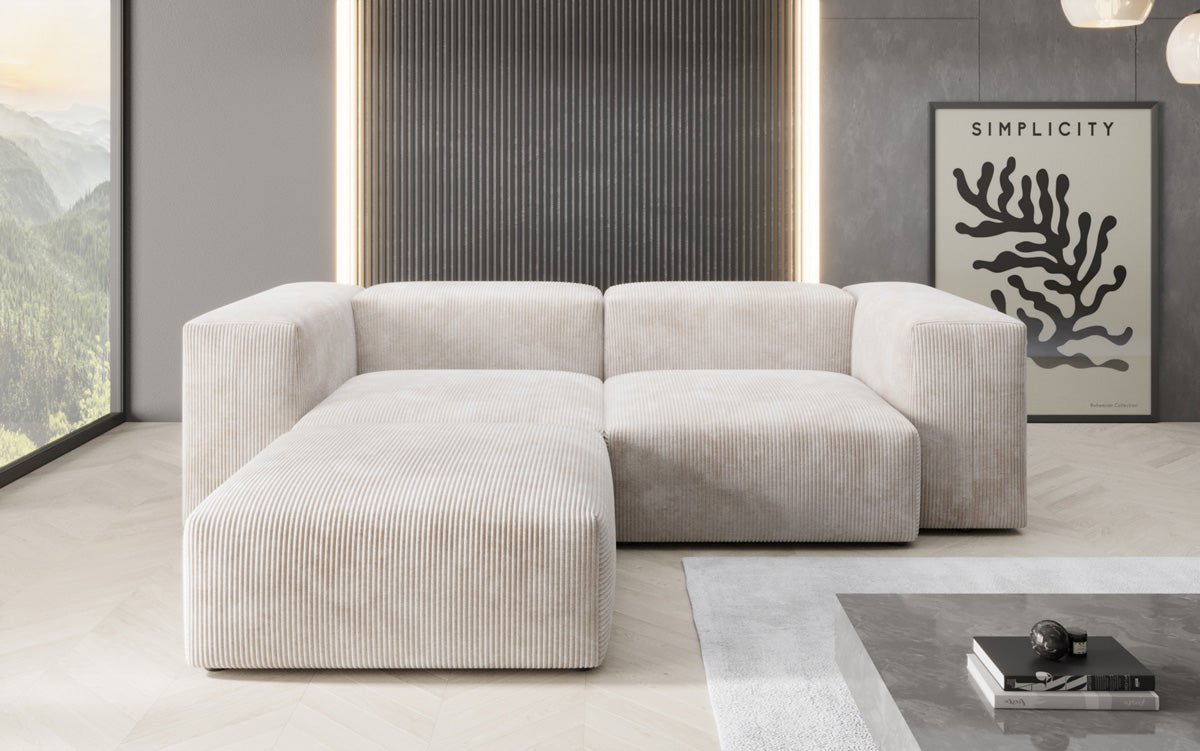 Luxuriöses L-Sofa Snug Mini: Modulares Ecksofa aus Cordstoff für modernes Wohnen