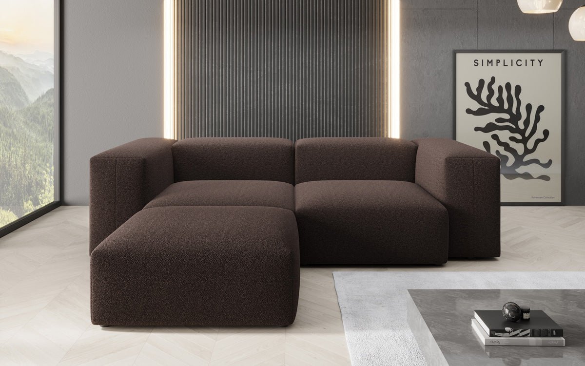 Luxuriöses Designer L-Sofa Snug Mini aus edlem Bouclé-Stoff für Ihr Zuhause