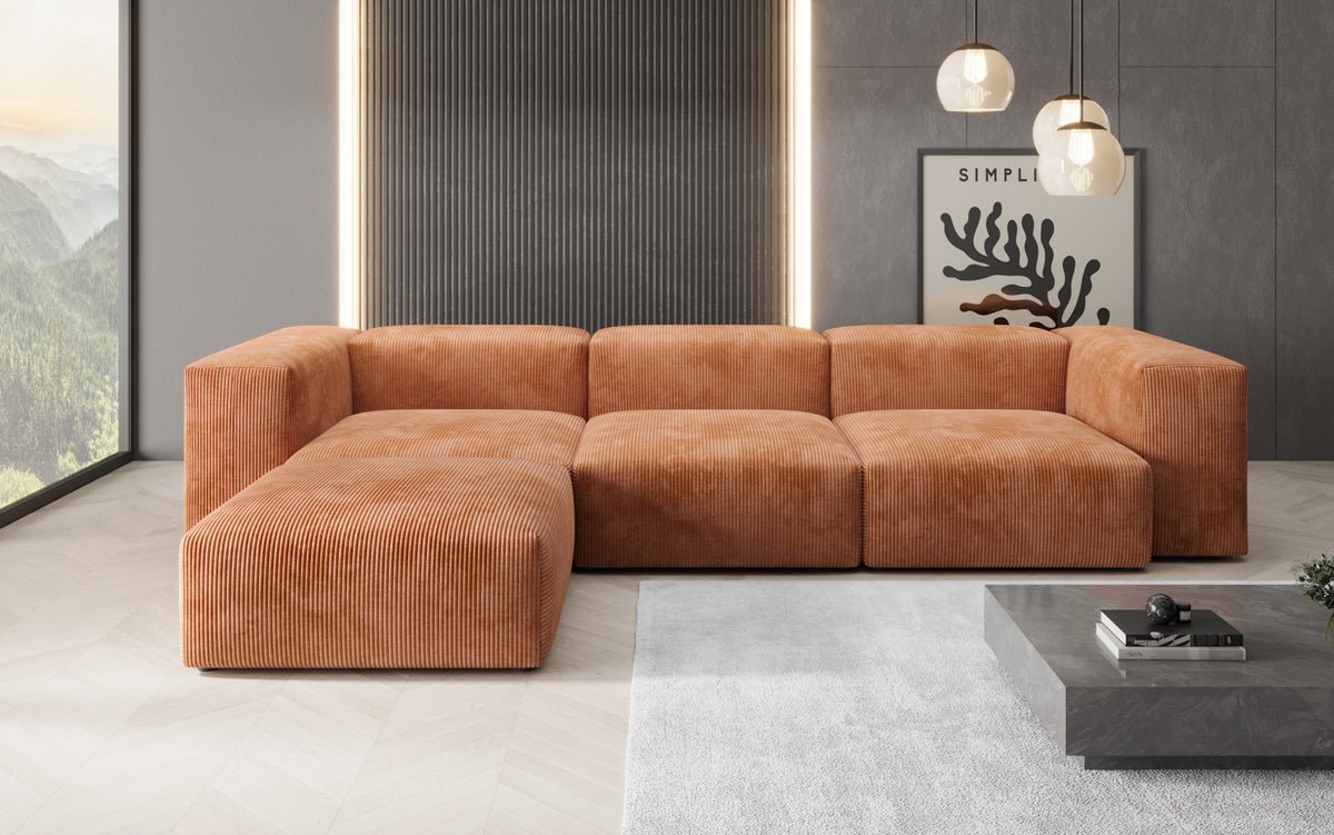 Modernes Designer L-Sofa Ecksofa aus Cordstoff – Bequem, Modular & Stilvoll