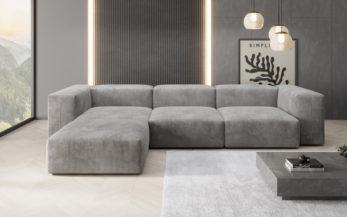 Modernes Designer L-Sofa Ecksofa aus Cordstoff – Bequem, Modular & Stilvoll