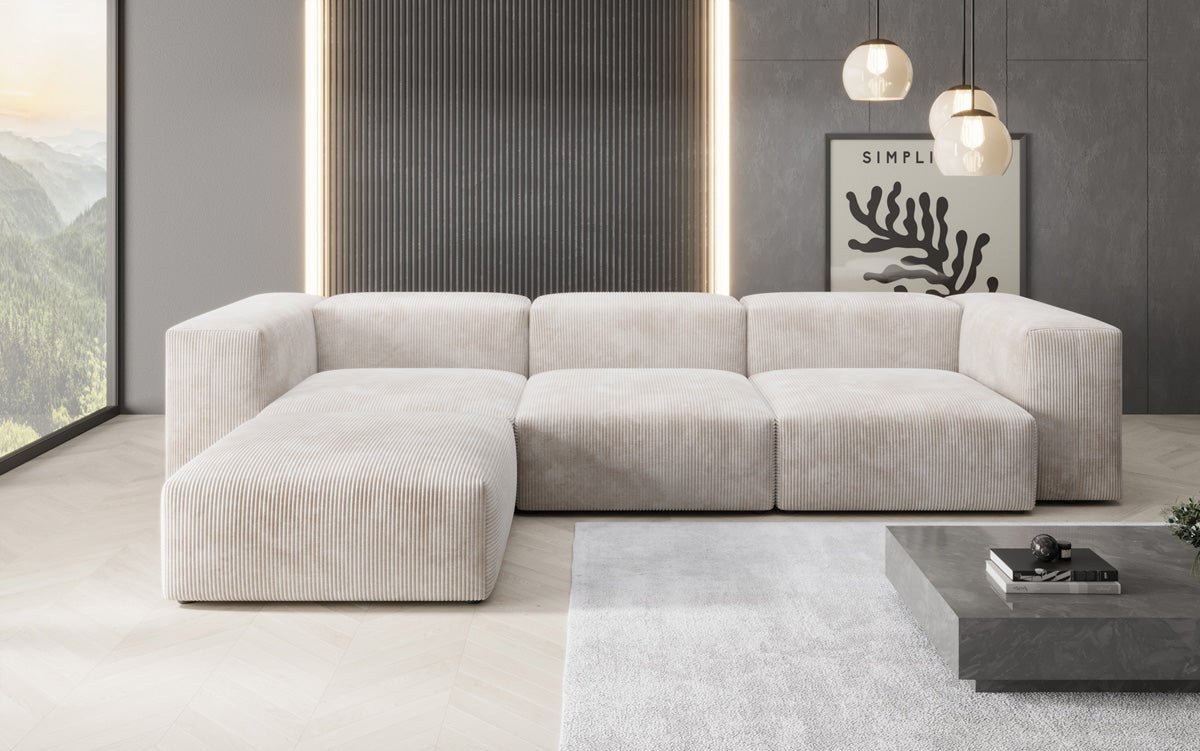 Modernes Designer L-Sofa Ecksofa aus Cordstoff – Bequem, Modular & Stilvoll