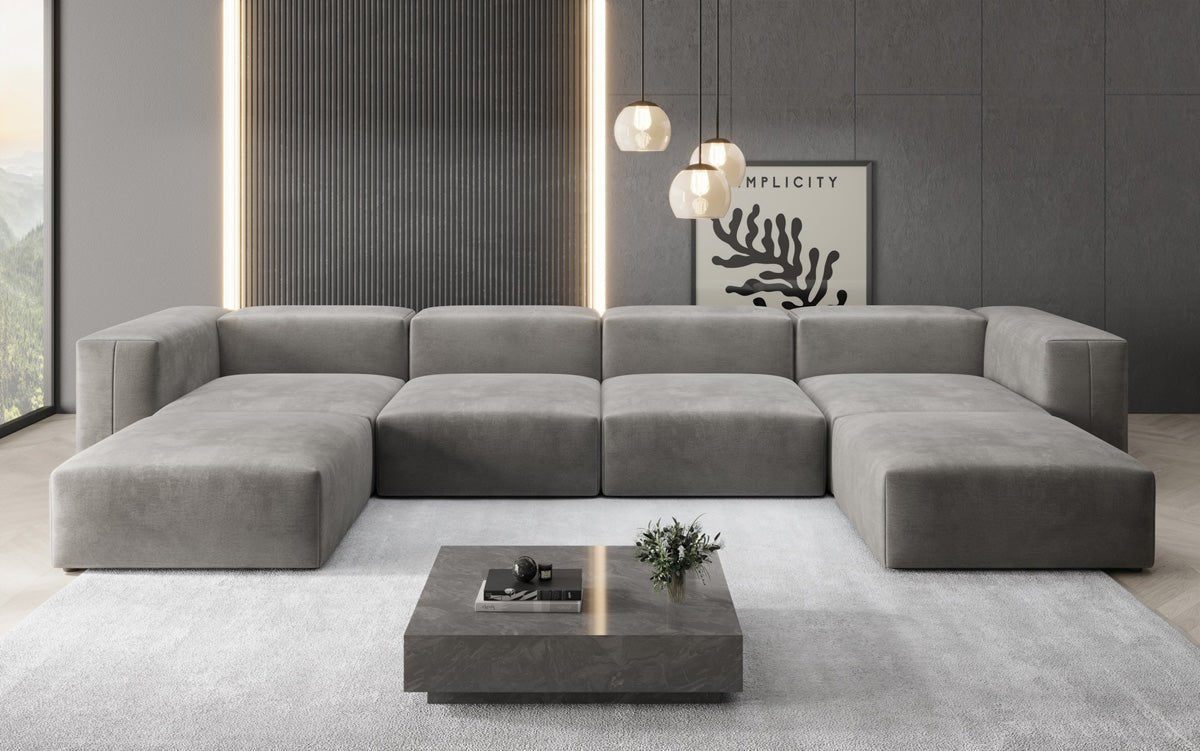 Luxuriöses U-Sofa aus Samt 250 cm Großzügig Komfortabel Modern