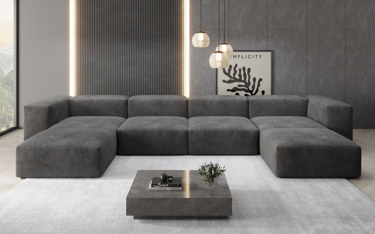 Luxuriöses U-Sofa Snug im Cord-Design – Modern, Gemütlich, Großzügig für Ihr Wohnzimmer