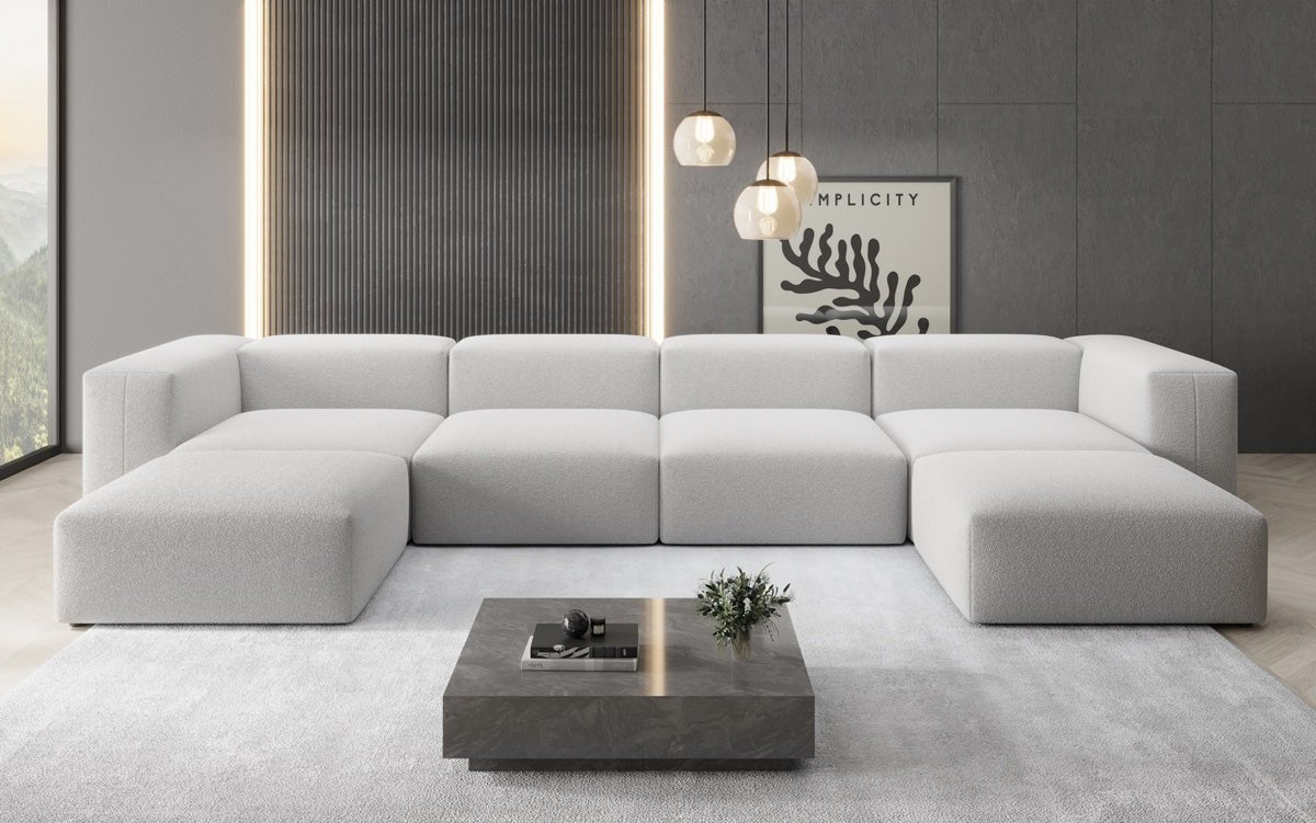 Luxuriöses U-Form Bouclé Designer Sofa: Gemütlich, Modern, Groß für Ihr Wohnzimmer