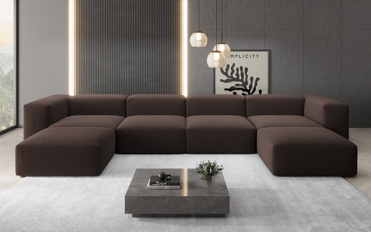 Luxuriöses U-Form Bouclé Designer Sofa: Gemütlich, Modern, Groß für Ihr Wohnzimmer