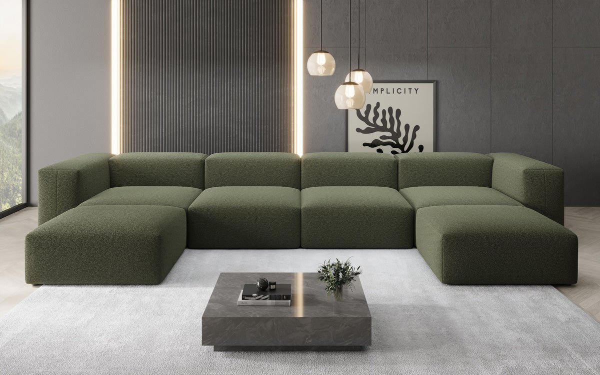 Luxuriöses U-Form Bouclé Designer Sofa: Gemütlich, Modern, Groß für Ihr Wohnzimmer