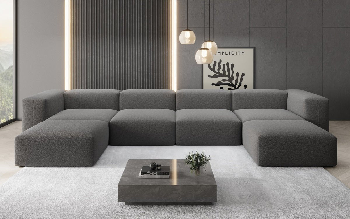 Luxuriöses U-Form Bouclé Designer Sofa: Gemütlich, Modern, Groß für Ihr Wohnzimmer
