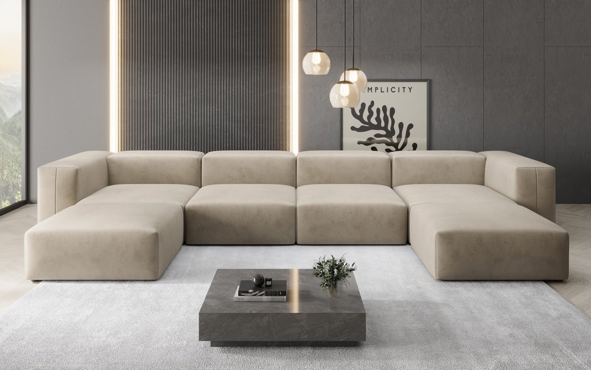 Luxuriöses U-Sofa aus Samt 250 cm Großzügig Komfortabel Modern