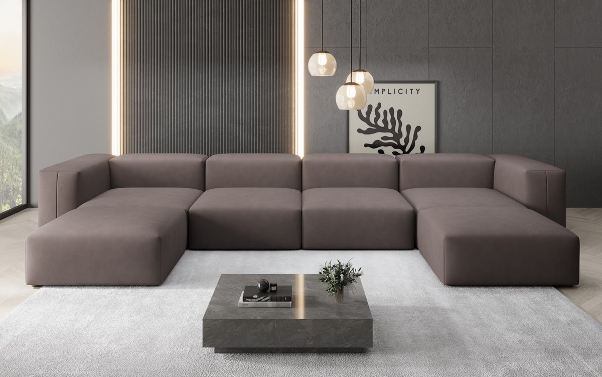 Luxuriöses U-Sofa Snug, Modernes Design, Bequemer Stoffbezug, Viele Farben